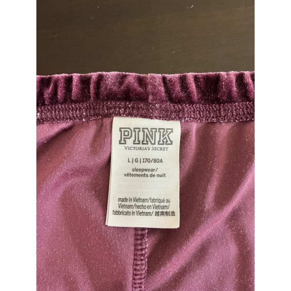 PINK Victoria's Secret L-XL Velvet Pajama Shorts Burgundy - Picture 5 of 8